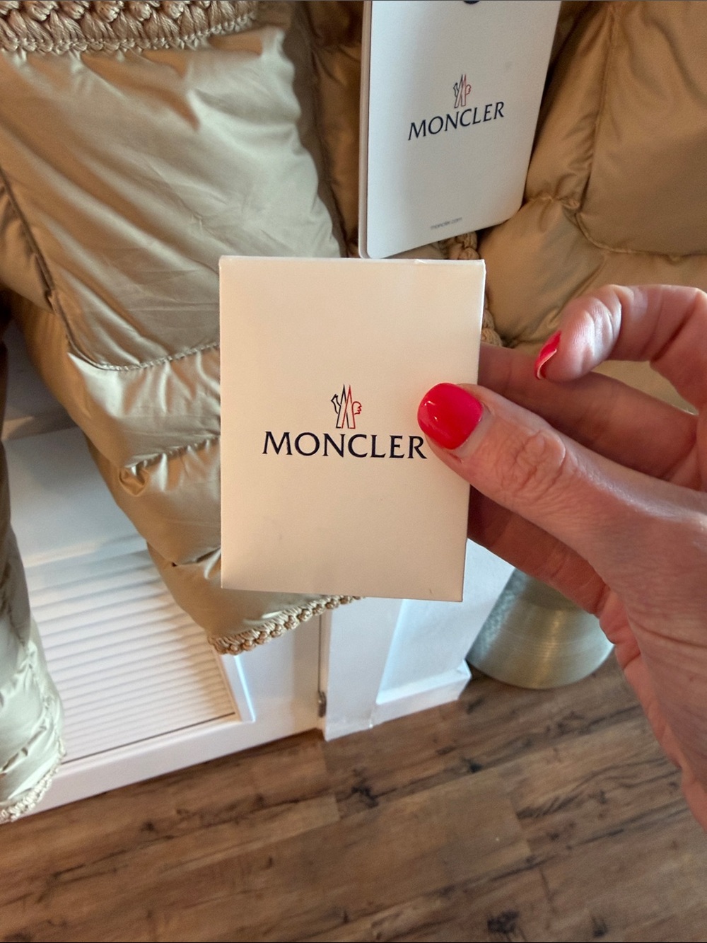 Moncler Beige Short Quilted Puffer Jacket - Picture 4 of 4